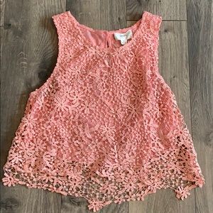 Orange/peach lace floral tank
